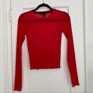 Red Sheer Mesh Top